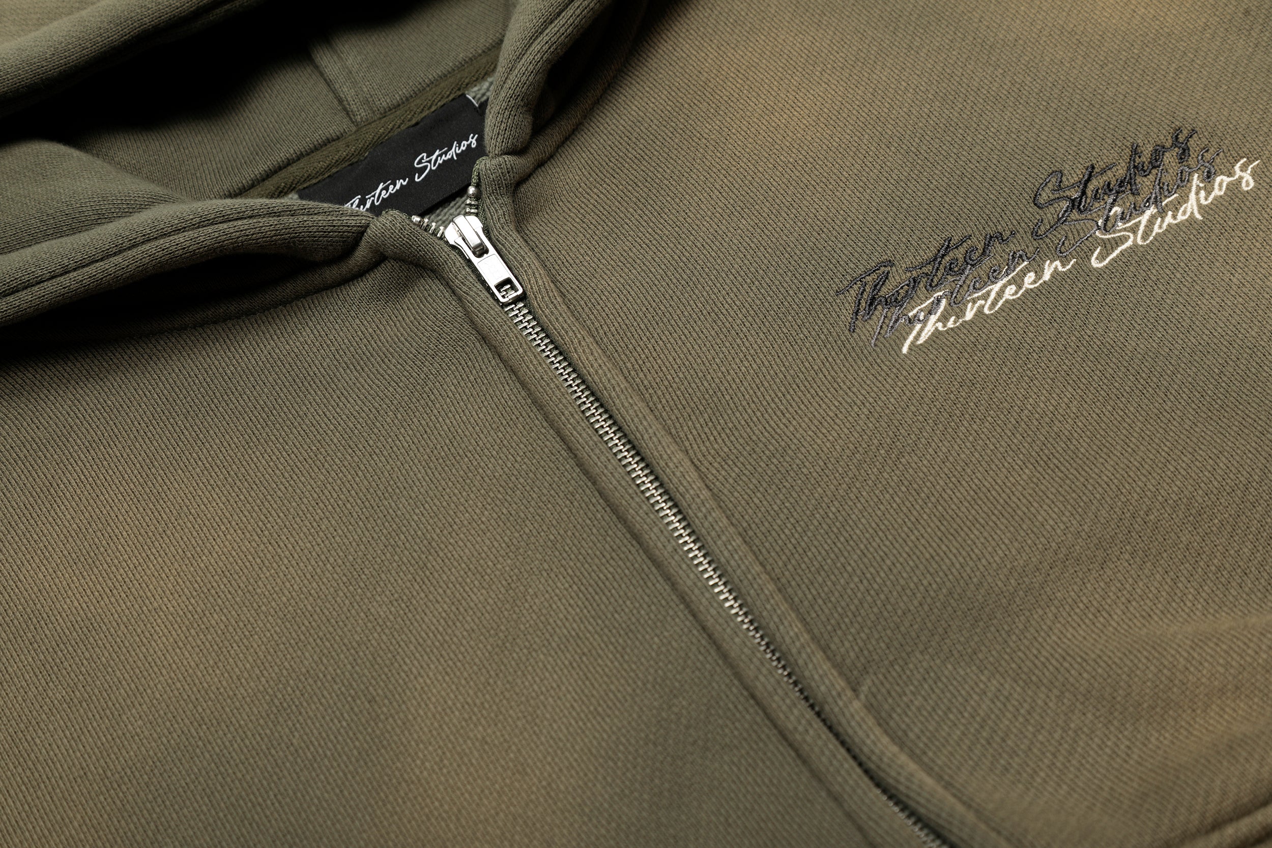 Military Green Zip Hoodie