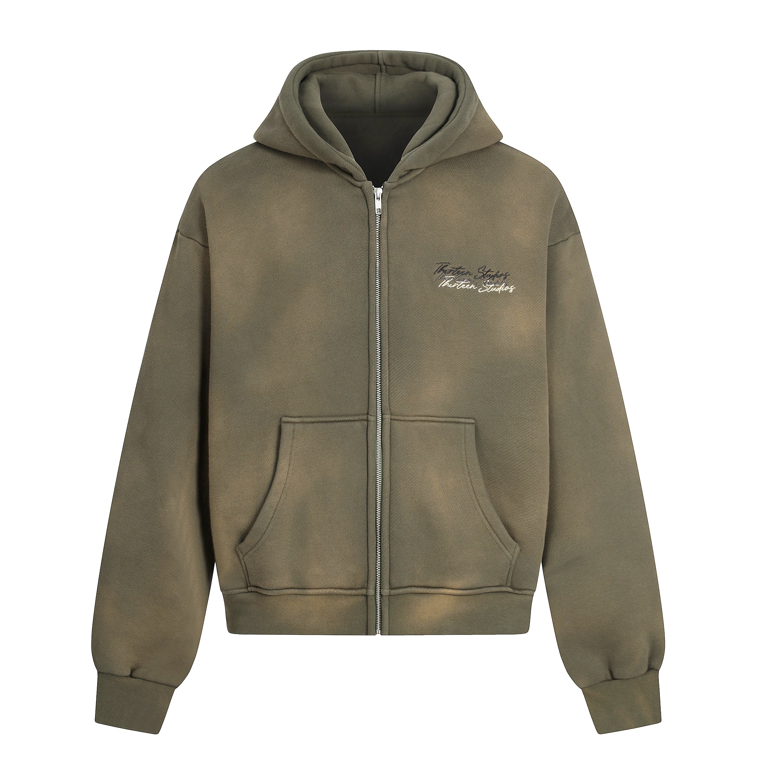 Military Green Zip Hoodie